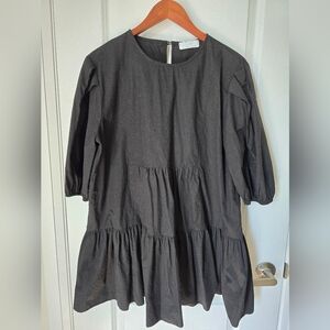 Oak + Fort Oversize Black Dress, Size Small